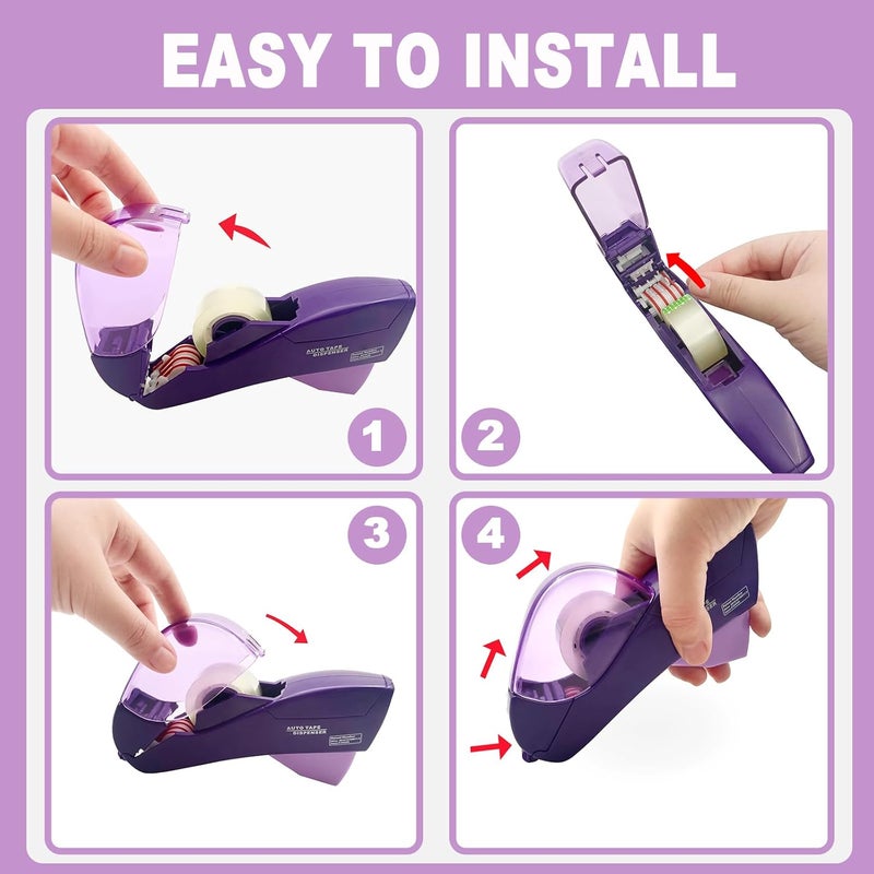 MFBJXC Automatic Tape Dispenser for Wrapping Gifts, Handheld Packaging Tape Dispenser Gun with Cutter, Dispensers for Adhesive Tapes-Purple - Image 5